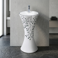 Lavabo sur pied en céramique noir doré, design moderne, lavabo de créateur, lavabo pour se laver les mains