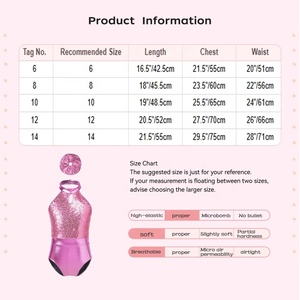 ชุดเต้นรำสำหรับเด็กผู้หญิงอายุ 6-14 ปี ชุดเลื่อมเมทัลลิกสำหรับฟิกเกอร์สเก็ต ยิมนาสติก การแสดงบนเวที การแข่งขัน และการฝึกซ้อม - Product Image 6