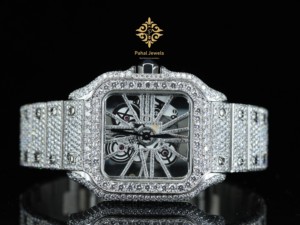 นาฬิกาเพชรหรู Pahal Jewels ตัวเรือนสี่เหลี่ยม สแตนเลสสตีล ระบบจักรกล หน้าปัดเลขโรมัน ขนาด 40 มม. สายขนาด 20 มม. - Product Image 1