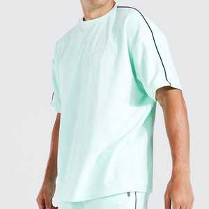 Conjunto de Camiseta y Pantalones Cortos de Algodón Verde Menta para Hombre, Color Sólido, Transpirable, Ropa Casual de Verano, Tejido de Punto - Product Image 4