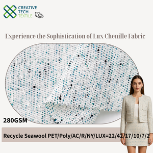 RCO-2B2376 Recycle Seawool PET/Poly/AC/R/NY/LUX=22/42/17/10/7/2 Y/D, Chenille de luxe tendance fabriquée à partir de Seawool recyclé durablement mélangé - Product Image 2