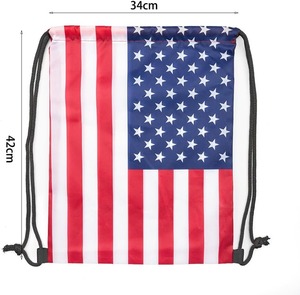 Wholesale Custom American Flag <b>Drawstring</b> <b>Backpack</b> Water Resistant Lightweight Patriotic Cinch Gym Sack For Sports Travel Bulk - Product Image 2