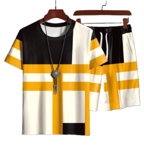 Ensemble de t-shirts et shorts en gros, ensemble deux pièces en molleton, t-shirt et shorts pour hommes, ensemble court personnalisé pour hommes OEM - Product Image 5