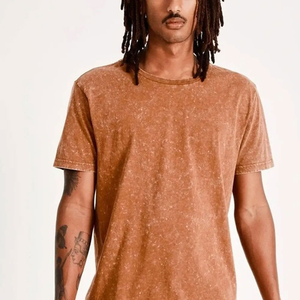 T-shirt Homme Oversize Marron 100% Coton à Manches Courtes Col Rond Décontracté Couleur Unie Tricoté Respirant Écologique Séchage Rapide - Product Image 5