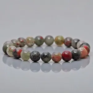 Natural African Bloodstone 8mm Smooth Round Gemstone <b>Beads</b> Strand For Jewelry Making Wholesale Bulk Supply - Product Image 1
