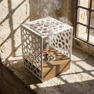 Wooden Bakhoor Burner Exquisite Arabic Style Bamboo <b>Incense</b> Burner Durable Religious Eco-Friendly for Charcoal - Product Image 5