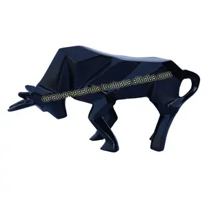 Aluminium Bull Black Sculpture Decorative Metal Animal Statue For Bedroom Hotel Office Table Centerpieces