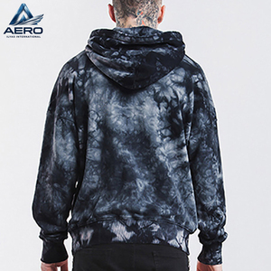 Sudadera con Capucha Personalizada para Hombre, Estilo Tie Dye, Color Negro y Gris, Lavado Ácido, Cordón Largo, Corte Holgado, Felpa Francesa - Product Image 3