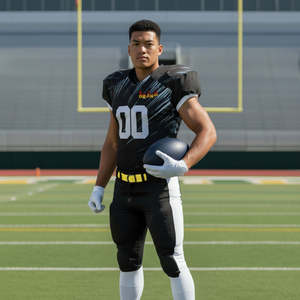 Tenues de football américain sur mesure de haute qualité pour hommes, manches courtes, couleur noire unie, uniforme de football américain pour hommes - Product Image 2