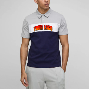 Chemise d'été décontractée pour homme à manches courtes, tricotée, séchage rapide, couleur unie, logo personnalisé imprimé, anti-boulochage, avec poche - Product Image 1