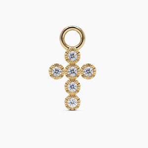 <b>Gold</b> Lab-Grown Diamond Cross <b>Huggie</b> Earrings 9K-18K 2 in 1 Hoop Charm Elegant Luxury Jewelry for Women Party Gift - Product Image 2