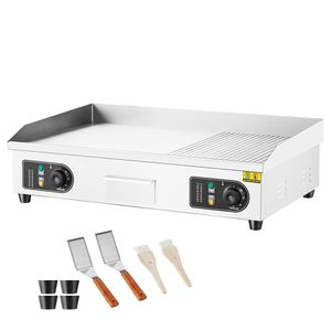 Piastra Elettrica Commerciale 2800W da Banco in Acciaio Inossidabile, Griglia Semi-Piana 122x572 mm, Temperatura Regolabile, 28.74x15.75x0.39 pollici, USA - Product Image 1