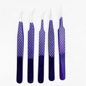 Pinzas de extensión de pestañas recubiertas con agarre de diamante de etiqueta privada profesional Punta puntiaguda de acero inoxidable sólido de Color personalizado - Product Image 5