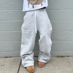 High Quality Blank Baggy Wide Leg Trousers Men <b>Joggers</b> Custom Y2k Cargo Oversized <b>Stacked</b> Pants Men Flared Sweatpants - Product Image 3