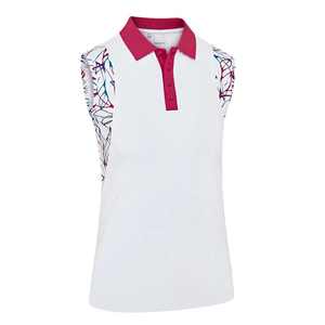 เสื้อโปโลกอล์ฟแขนกุดสีขาวสำหรับผู้หญิงแบบสั่งทำพิเศษ คอปกพับได้ ขายส่งเสื้อโปโลสำหรับผู้ใหญ่ - Product Image 2