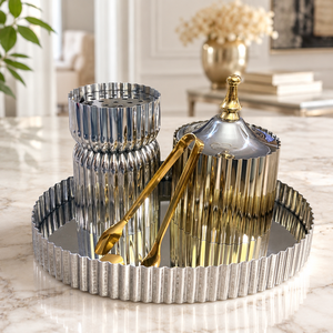 Juego de quemador de incienso Mabkhara de metal con pinzas y tapa en bandeja, acabado en oro y plata, soporte de aromaterapia para uso en interiores. - Product Image 3