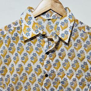Camisa de Algodón Premium para Hombre |   Estampado Floral Hecho a Mano |   Ropa Étnica de Diseñador de Manga Larga - Product Image 3