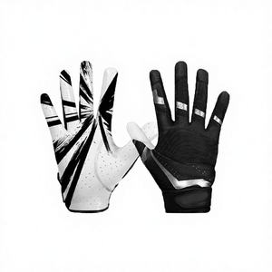 Full Finger PU Sports <b>Gloves</b> Black White Sublimation Print Non Slip Breathable Unisex Outdoor All Seasons Hook Loop Closure - Product Image 1