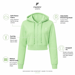 Custom Logo Women's Full Zip Up <b>Cropped</b> Hoodie Fleece Slim Fit Long Sleeve Sweatshirt Gym Workout Streetwear Crop <b>Top</b> Hoodie - Product Image 5