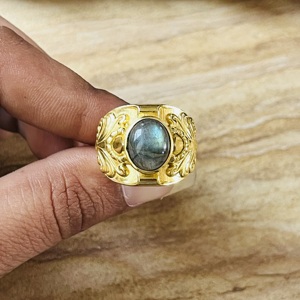 New Arrival Boho Brass <b>Labradorite</b> <b>Ring</b> Filigree Design1 8k Gold Plated <b>Ring</b> Chunky Statement Cock Tail Wholesale <b>Ring</b> For Women - Product Image 2