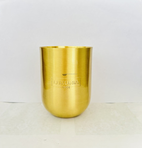 Wholesale Custom Brass 13.5 oz Unique <b>Empty</b> Cylinder Shape Christmas Handmade Brushed Finish Luxury Home Decor Candle <b>Jars</b> - Product Image 3
