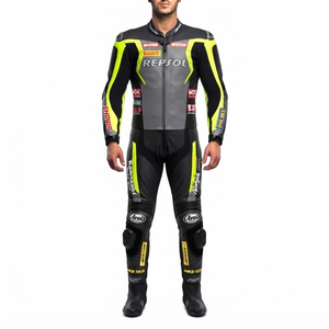 Combinaison de course Zonda Pro pour homme, 1 pièce, en cuir de vache véritable/cuir de kangourou, style MotoCP, combinaison de course sur circuit, niveau de protection 2 - Product Image 1