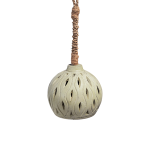 Sage Green Ceramic Pendant <b>Light</b> Rope Cord Perforated Leaf Cutout Hanging Lamp <b>Globe</b> Wabi Sabi LED E27 Bedroom Drum Chandelier - Product Image 1