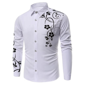 Camisas Casuales de Alta Calidad para Hombre, Corte Ajustado, Estampado Floral en el Hombro, Transpirables, para Primavera - Product Image 1