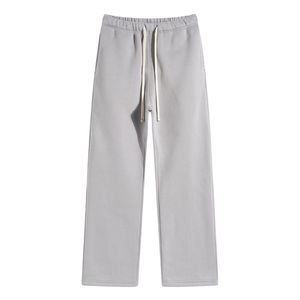 Pantalon de jogging en coton haut de gamme pour homme, coupe droite, gris, avec logo personnalisé, pour le sport et le style urbain - Product Image 1