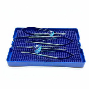 Ensemble d'instruments microchirurgicaux en titane bleu, 5 pièces, 18 cm, porte-aiguille, ciseaux, forceps tissulaires, outils de chirurgie de précision - Product Image 6