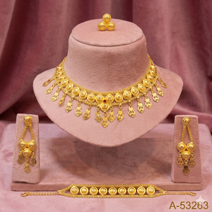 MOLL JEWELLERS Indian Wedding Gold Plated Zinc Alloy Zircon Jewelry Set Trendy Torque Necklace Dangle Earrings Bracelet A-53266 - Product Image 4