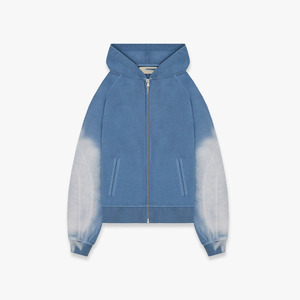 Sudadera con capucha unisex con cremallera, teñido degradado, corte holgado, de algodón suave y forro polar transpirable, estilo digital para un estilo de vida activo. - Product Image 1