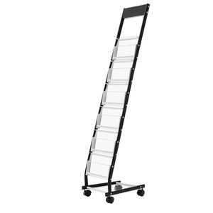 Espositore per Riviste in Metallo a 6 Ripiani con Ruote, Porta Brochure da Terra Mobile per Ufficio - Product Image 3