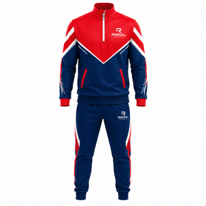 RONAL SPORTS Survêtement Homme Color Block Manches Longues Col Montant Respirant Sportif pour Jogging Coupe Classique Automne - Product Image 1