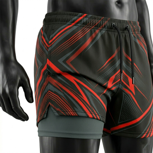 Pantalones Cortos Deportivos Personalizados para Hombre, 2 en 1, Elásticos en 4 Direcciones, Ligeros, 100% Poliéster, Cierre con Cordón, Sublimados - Product Image 3