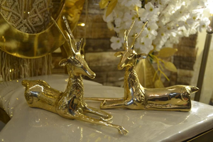 Figura de Ciervo de Metal Chapado en Oro, Estatua de Antílope Pulida, Adorno Animal para Decoración del Hogar - Product Image 4