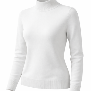 Suéter Casual de Cuello Alto Simulado, Tejido a Medida, 100% Algodón, Fabricante OEM para Mujer, Venta al Por Mayor - Product Image 3