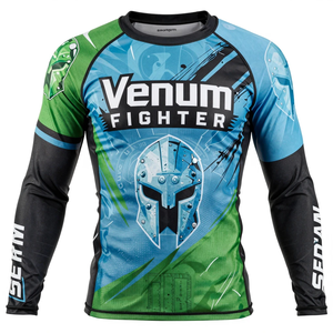 Camisetas de Compresión Transpirables de Alta Calidad, Tallas Grandes, Resistentes, de Spandex y Poliéster, con Patrones Personalizados, 240g, MMA Venum Rash Guard - Product Image 2