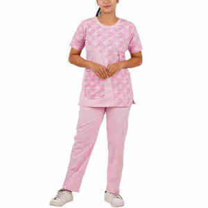 Uniforme Médico Estampado Rosa, Ropa de Trabajo de Enfermería, Conjunto de Dos Piezas, Túnica y Pantalones de Hospital, Personalizado OEM - Product Image 1