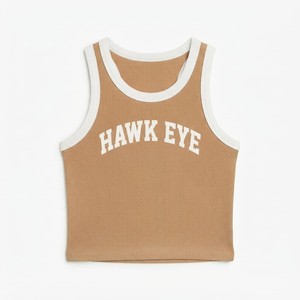 HAWK EYE SPORTS Débardeur de yoga court tricoté pour femme, effet seconde peau, couleur unie, dos découpé, respirant, 220g Polyester/Coton - Product Image 3