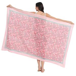 ผ้าซิ่นพิมพ์ลายบล็อกทำมือสุดฮิตสำหรับผู้หญิง ผ้าคลุมบิกินี่น้ำหนักเบา เหมาะสำหรับใส่ไปเที่ยวทะเลและรีสอร์ทในช่วงฤดูร้อน - Product Image 1