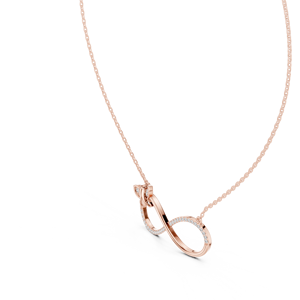 Collier Pendentif Papillon Infini en Or Rose et Diamants, Sertissage Pavé, Symbole Élégant, Bijou Fin, Cadeau - Product Image 4