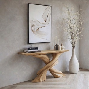 Handmade Natural Solid Wood <b>Table</b> Modern Home Living Room Entrance <b>Table</b> Curved Solid Wood <b>Console</b> <b>Table</b> - Product Image 6