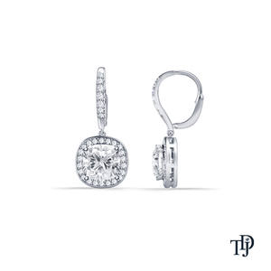 Boucles d'oreilles vintage en or 18 carats avec diamant de laboratoire à taille coussin et éclat brillant - Product Image 5