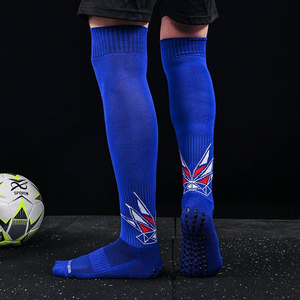 Blue Knee High Soccer <b>Socks</b> With Geometric Pattern Anti Slip Football <b>Socks</b> For Adults Summer Sport Wear Soccer <b>Socks</b> For Men - Product Image 1
