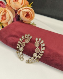 Elegant Pear Cut Kundan Glass Gemstone <b>Ear</b> <b>Cuffs</b> For Wedding Festivals Women Festival Party Wear Curved <b>Ear</b> Designer Collections - Product Image 6