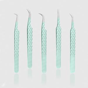 Pince à épiler pour extensions de cils, 5 pièces, 90 degrés, volume, poignée diamant, anti-magnétique, maintien solide, acier inoxydable, pointe fine - Product Image 2