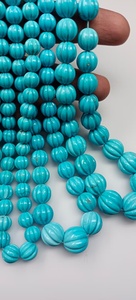 Perles en turquoise naturelle de l'Arizona Sleeping Beauty, sculptées en forme de melon, de 6 mm à 11 mm, pierres précieuses bleues pour accessoires, vente en gros - Product Image 3