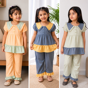 Kid Girls Solid Short Sleeve Comfortable Dress Set <b>Bow</b> Details Cotton Outfit Summer Clothing Stock Lot Bangladesh - Product Image 6