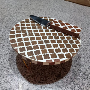 Produit fait main en bois motif marocain support à gâteau en résine pour gâteau dessert présentoir décoratif - Product Image 1